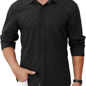 Mens Dress Shirt Long Sleeve Business Casual Button Down Shirts Men with Pocket Fall Winter